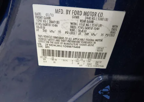 2013 Ford Edge Limited z USA, uszkodzony, nr VIN 2FMDK3KC1DBB75488